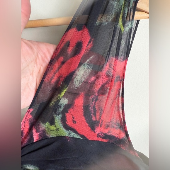 Donna Ricco Silk Sleeveless Floral Dress Front Bow Chiffon 10 Fairy Whimsigoth - Picture 5 of 13